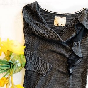 Anthropologie Deletta Black Ruffle Long Sleeve